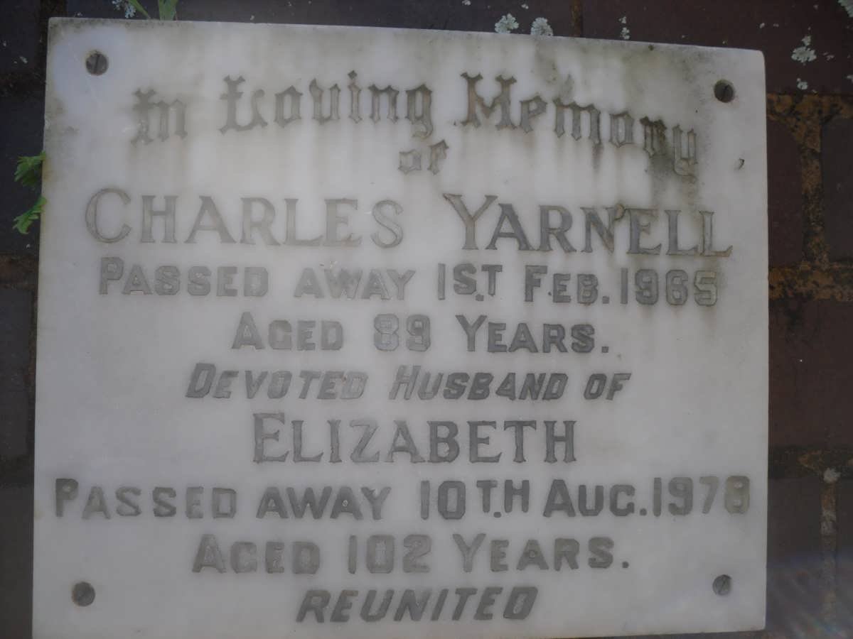 YARNELL Charles -1965 &amp; Elizabeth -1978
