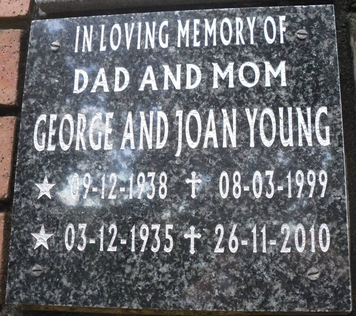 YOUNG George 1938-1999 &amp; Joan 1935-2010