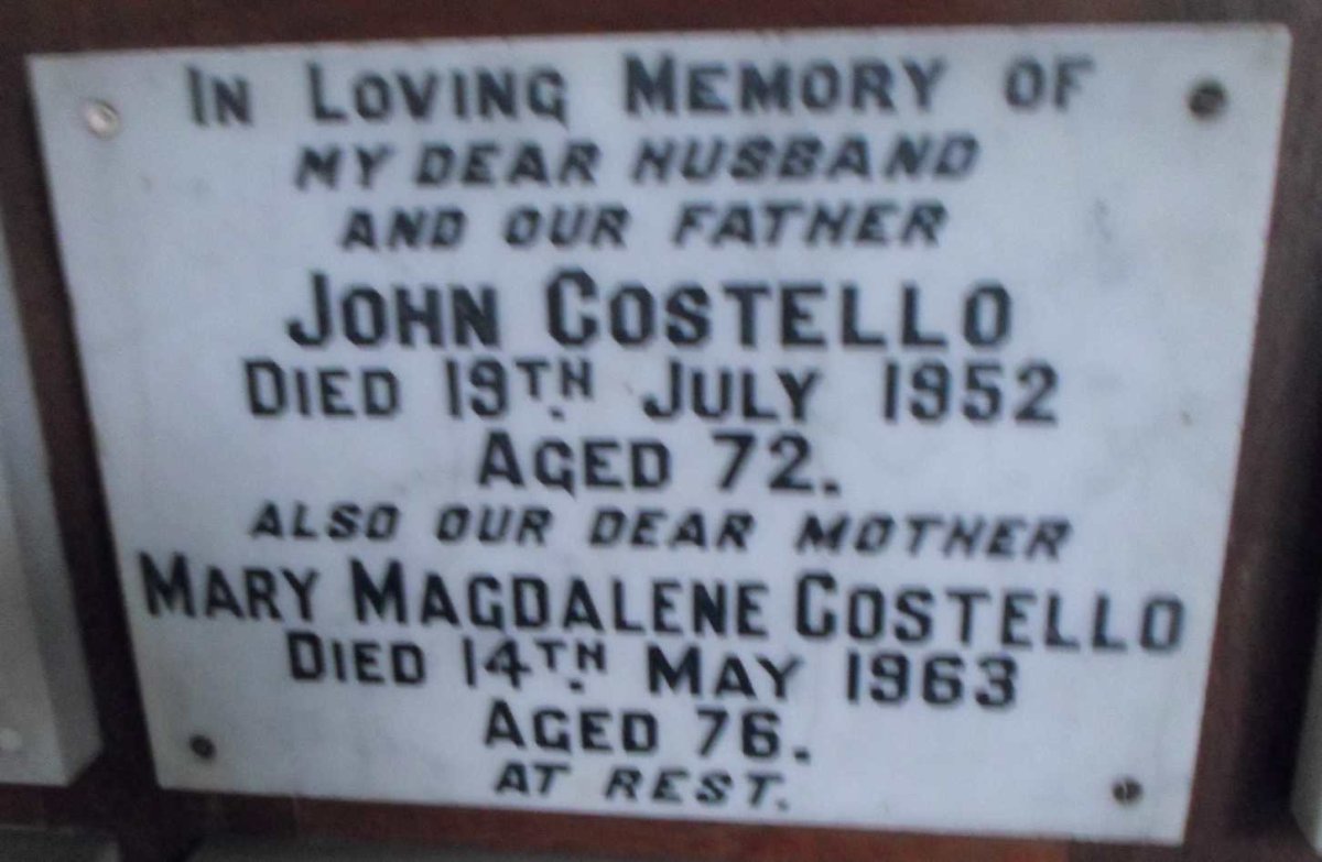 COSTELLO John -1952 &amp; Mary Magdalene -1963