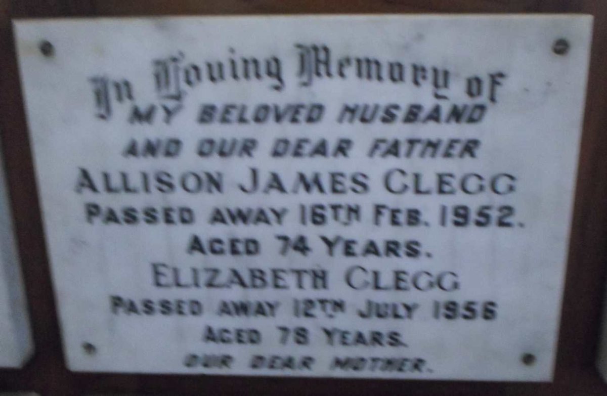 CLEGG Allison James -1952 &amp; Elizabeth -1956