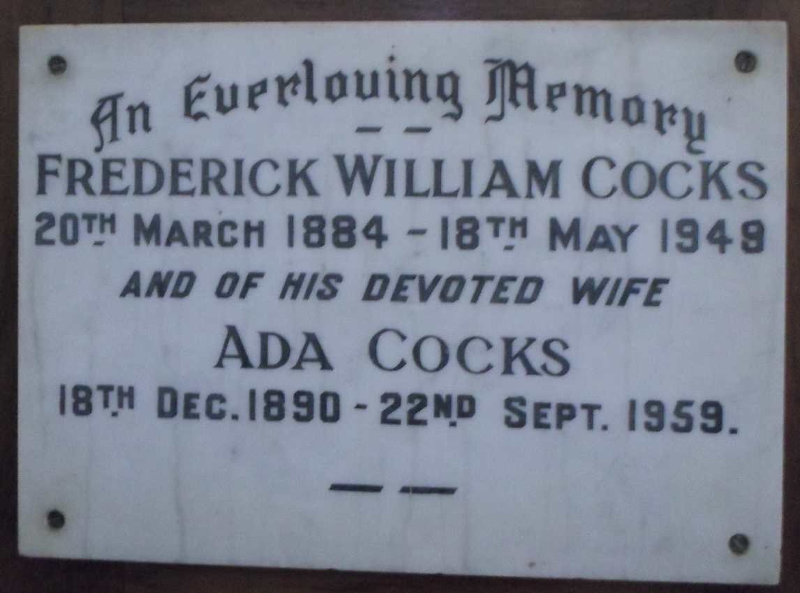 COCKS Frederick William 1884-1948 &amp; Ada 1890-1959