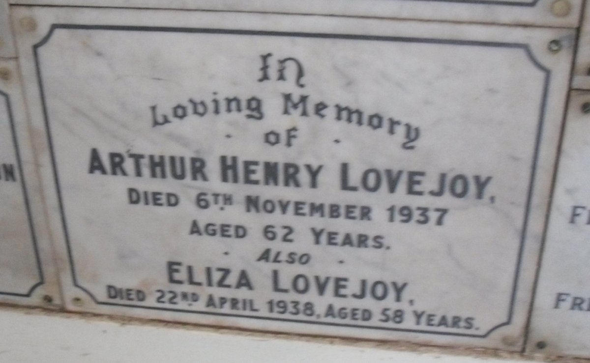 LOVEJOY Arthur Henry -1937 &amp; Eliza -1938