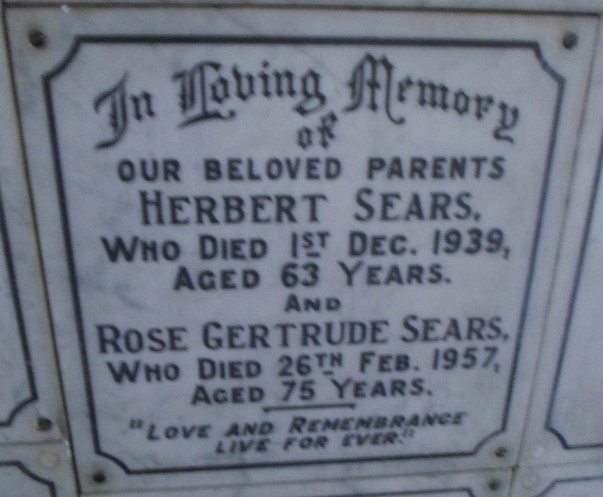SEARS Herbert -1939 &amp; Rose Gertrude -1957
