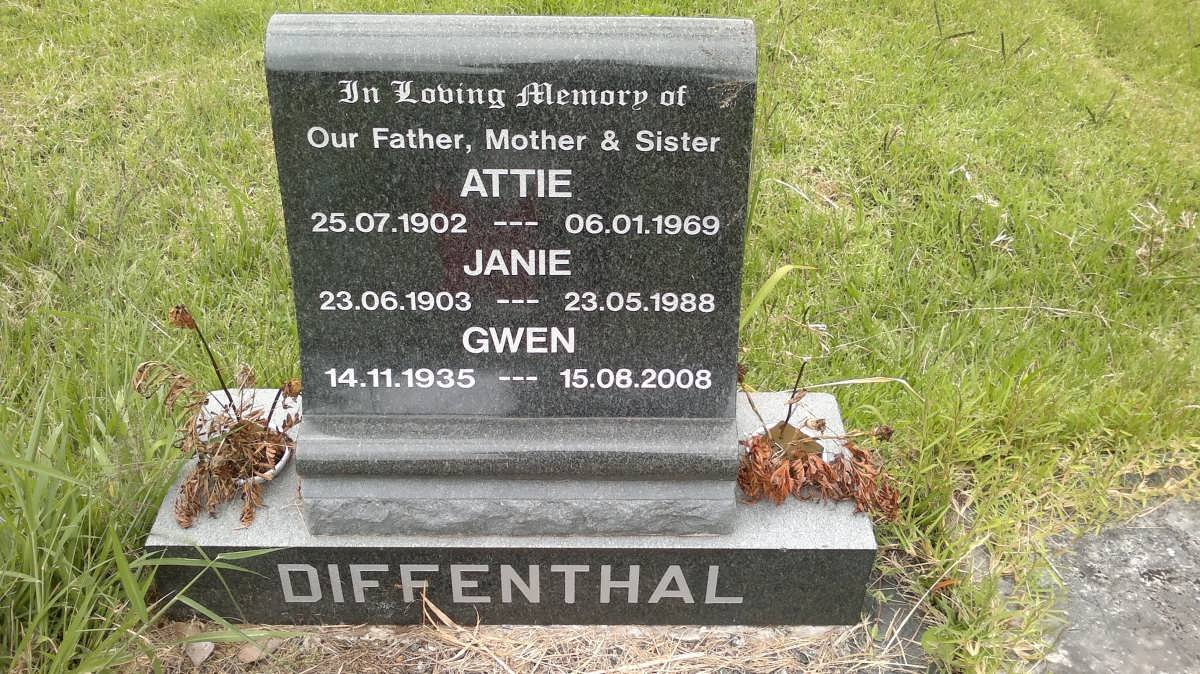 DIFFENTHAL Attie 1902-1969 &amp; Janie 1903-1988 :: DIFFENTHAL Gwen 1935-2008