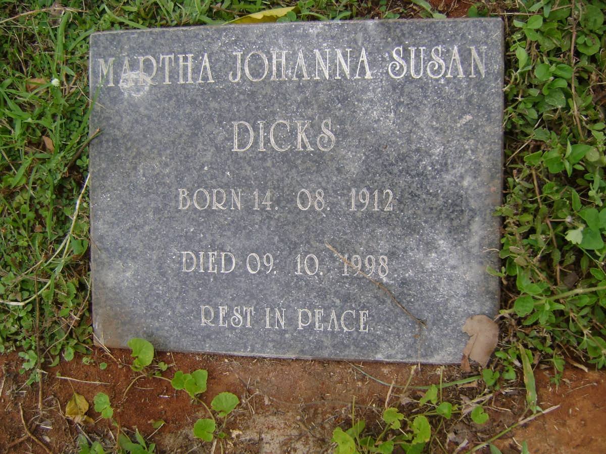 DICKS Martha Johanna Susan 1912-1998
