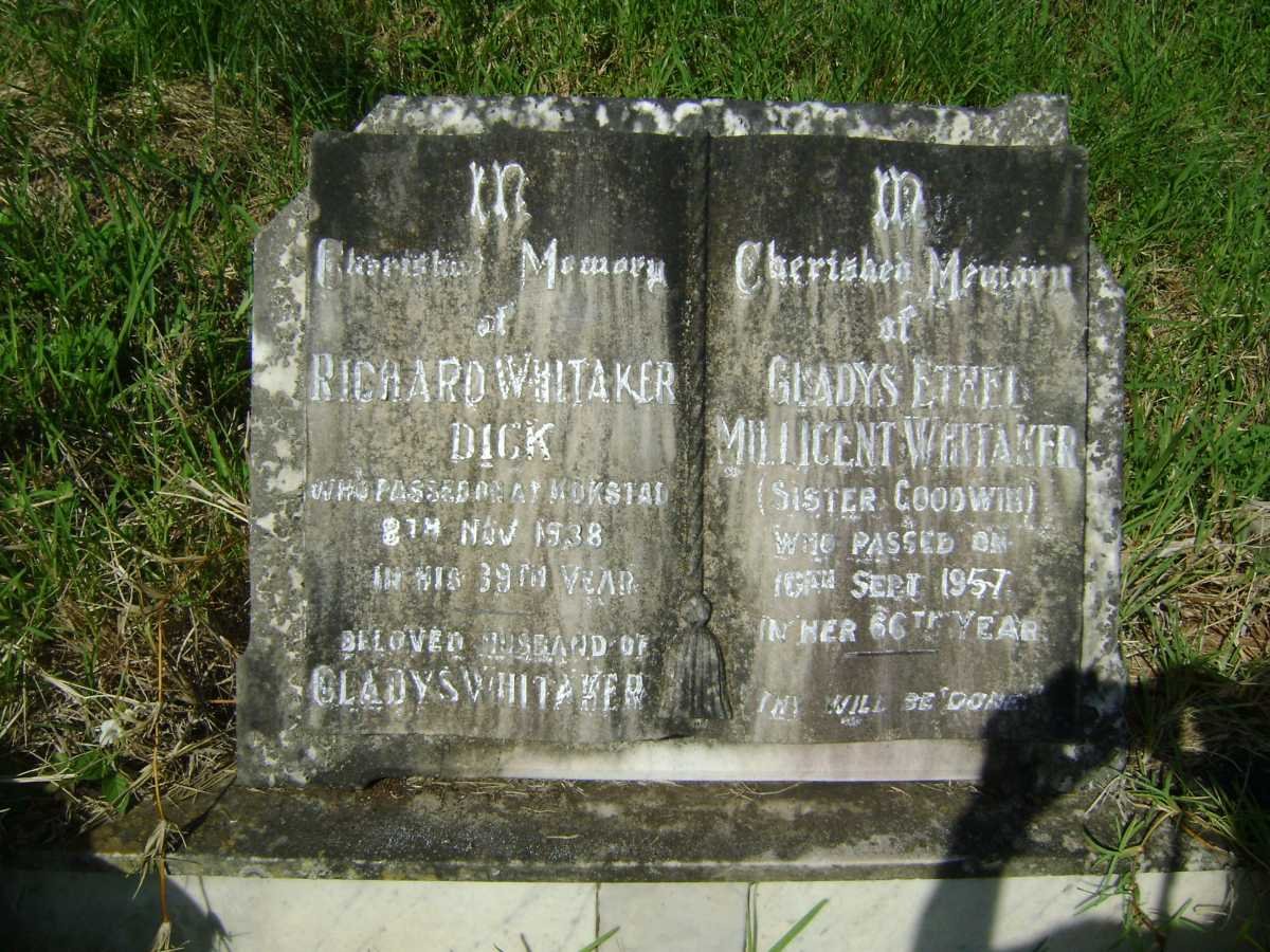 DICK Richard Whitaker -1938 &amp; Gladys Ethel Millicent -1957