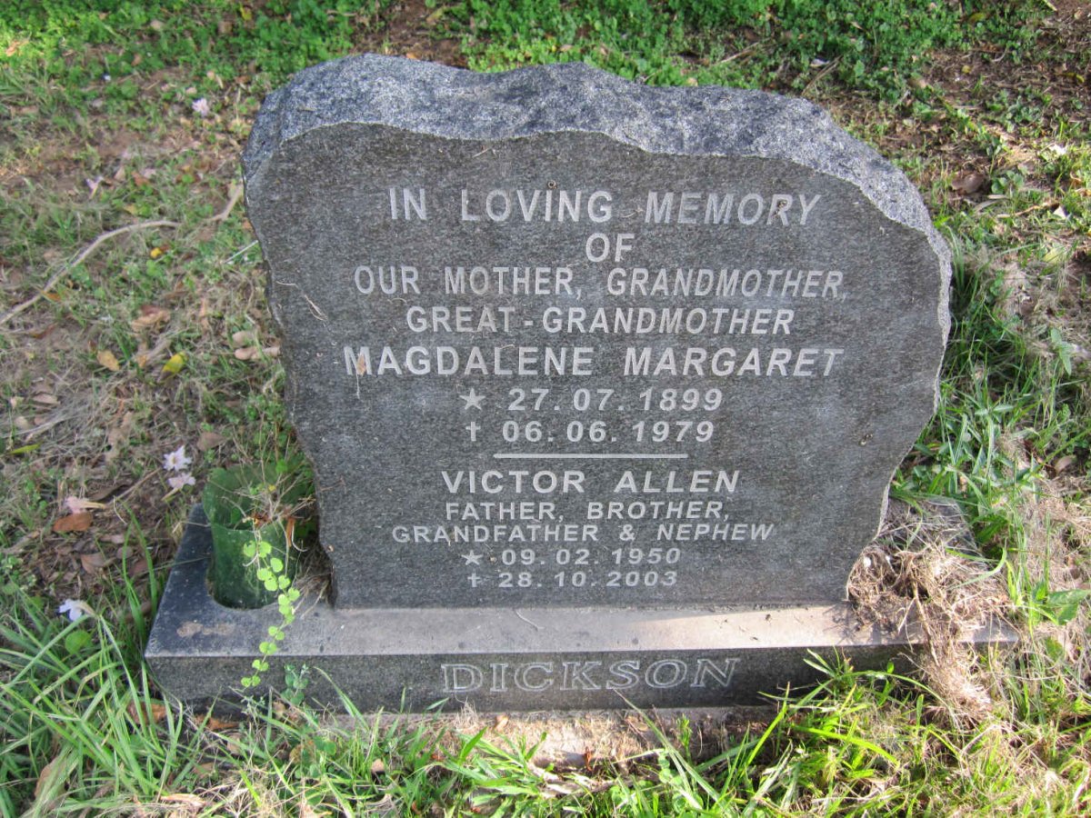 DICKSON Magdalene Margaret 1899-1979 :: DICKSON Victor Allen 1950-2003