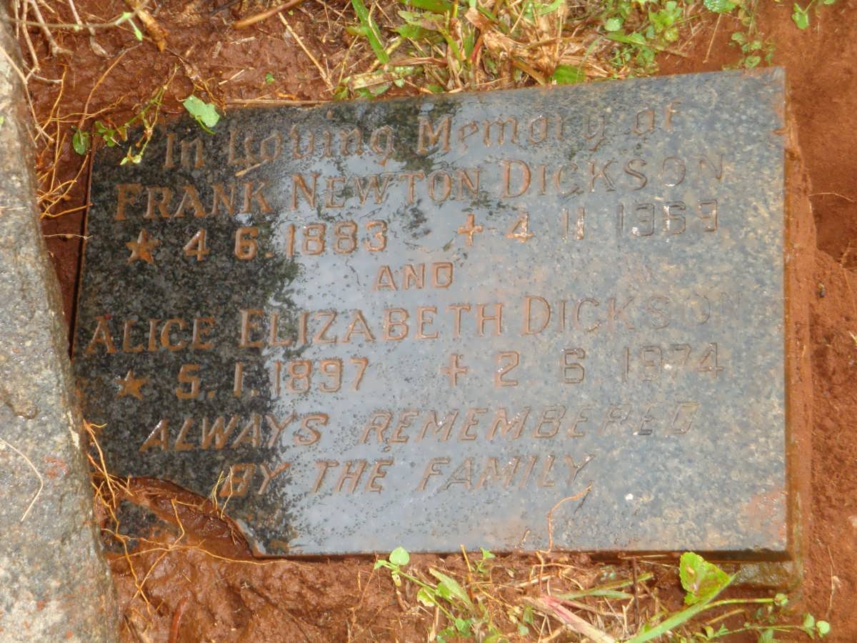 DICKSON Frank Newton 1883-1969 &amp; Alice Elizabeth 1897-1974