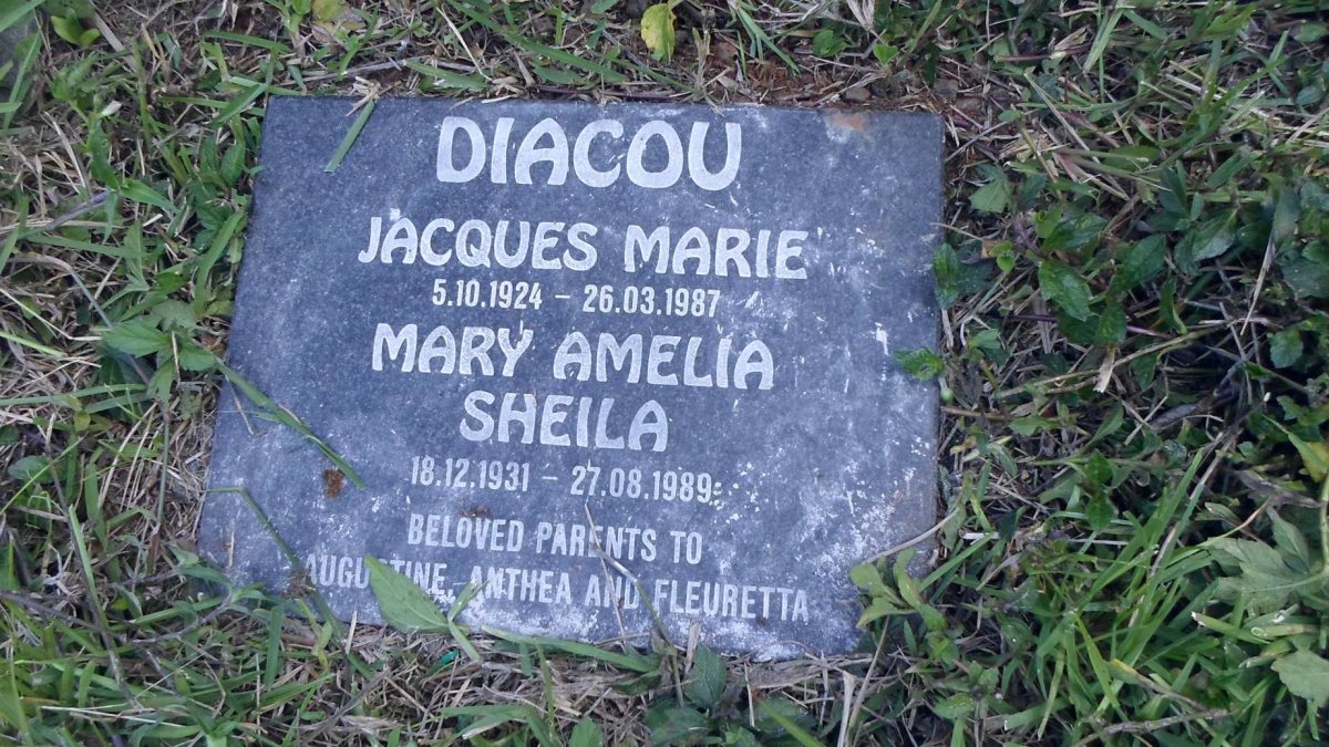 DIACOU Jacques Marie 1924-1987 &amp; Mary Amelia Sheila 1931- 1989