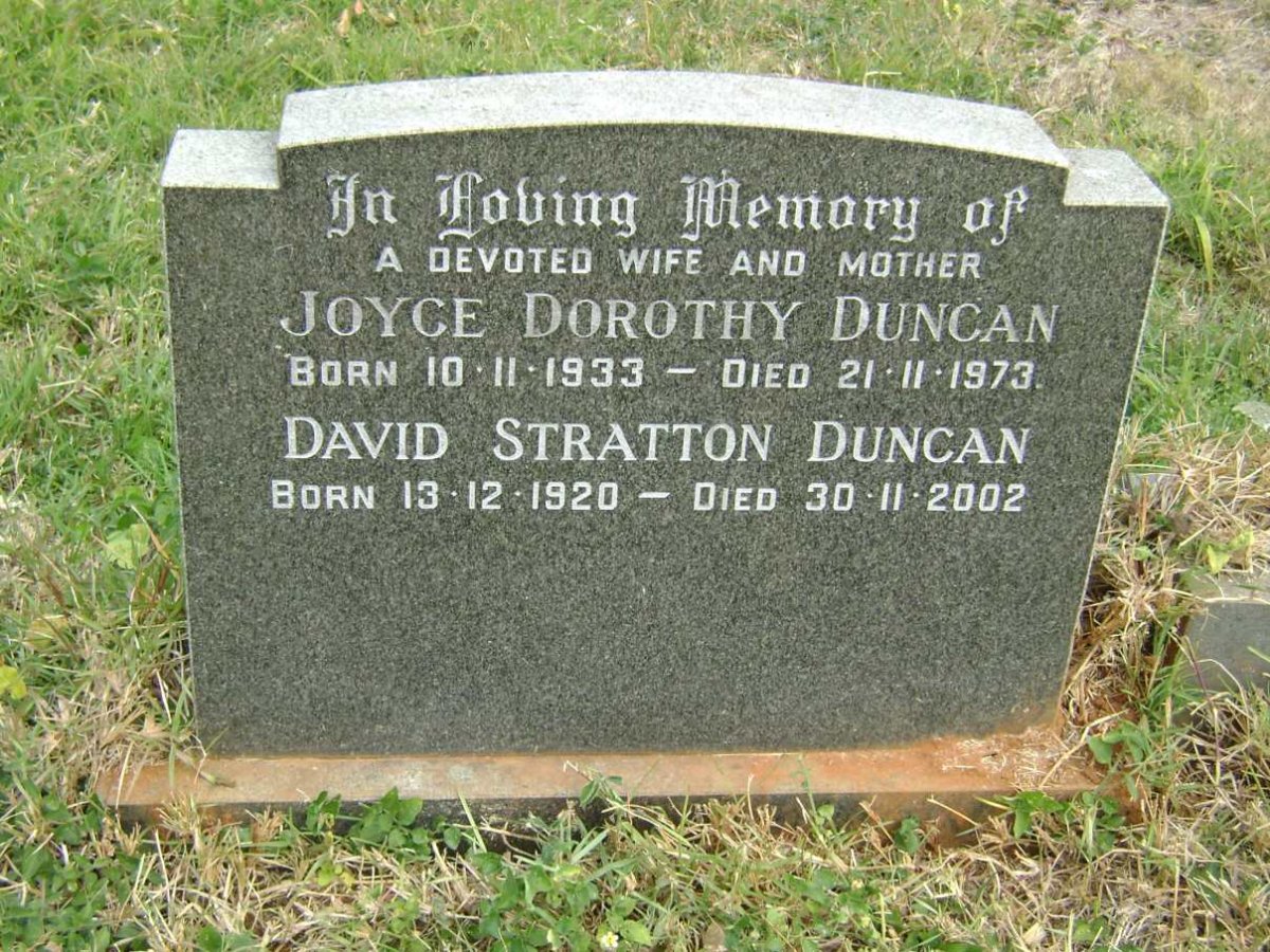 DUNCAN David Stratton 1920-2002 &amp; Joyce Dorothy 1933-1973