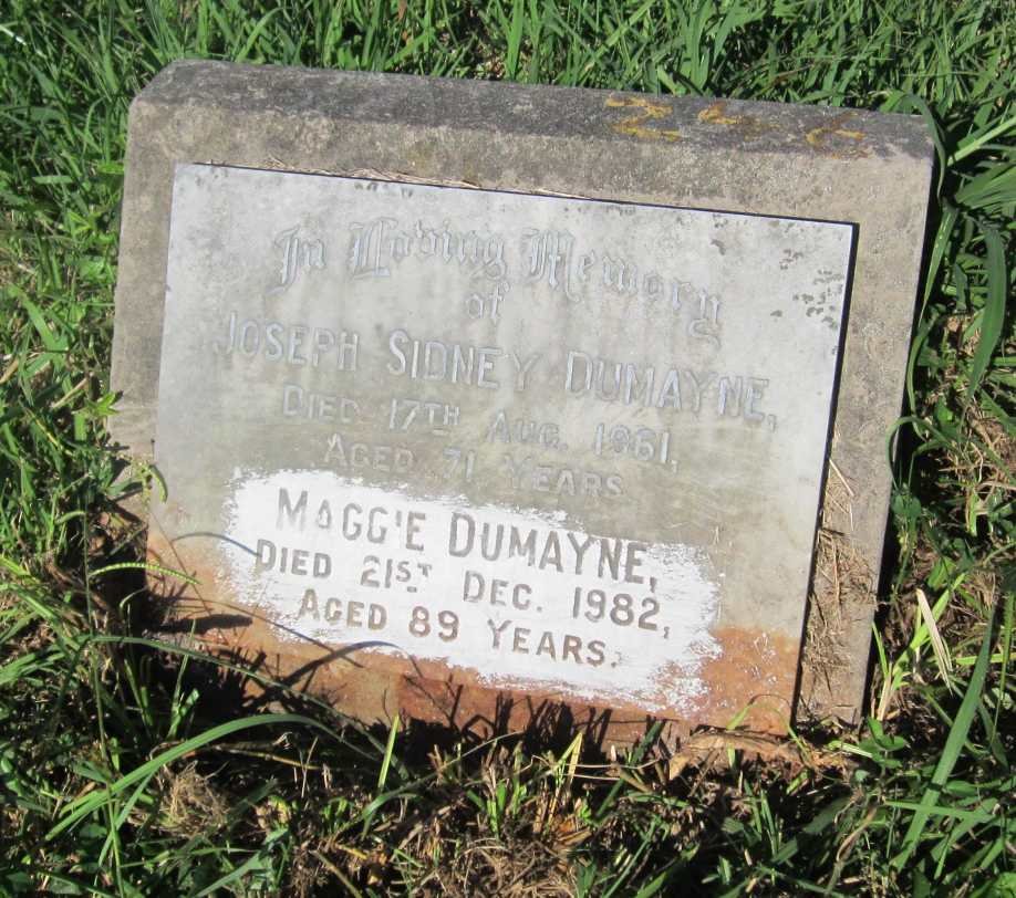 DUMAYNE Joseph Sidney -1961 &amp; Maggie -1982