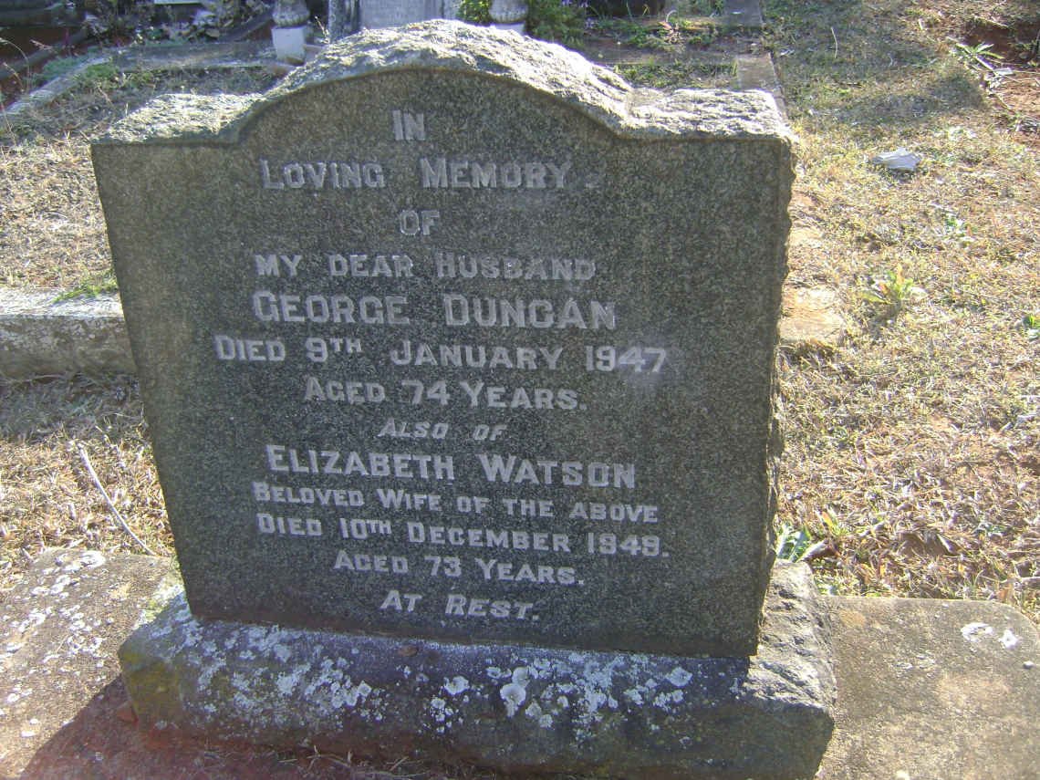 DUNCAN George -1947 &amp; Elizabeth WATSON -1949