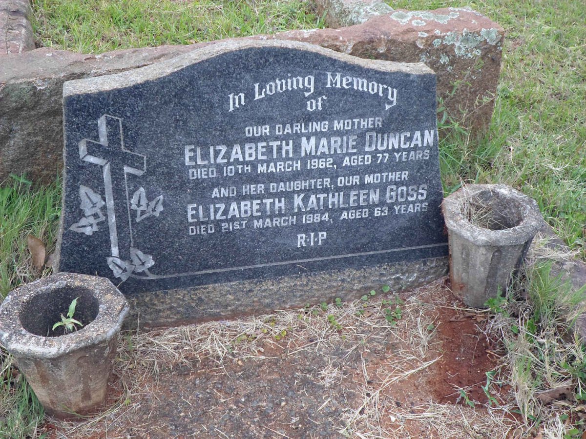 DUNCAN Elizabeth Marie -1962 :: GOSS Elizabeth Kathleen -1984