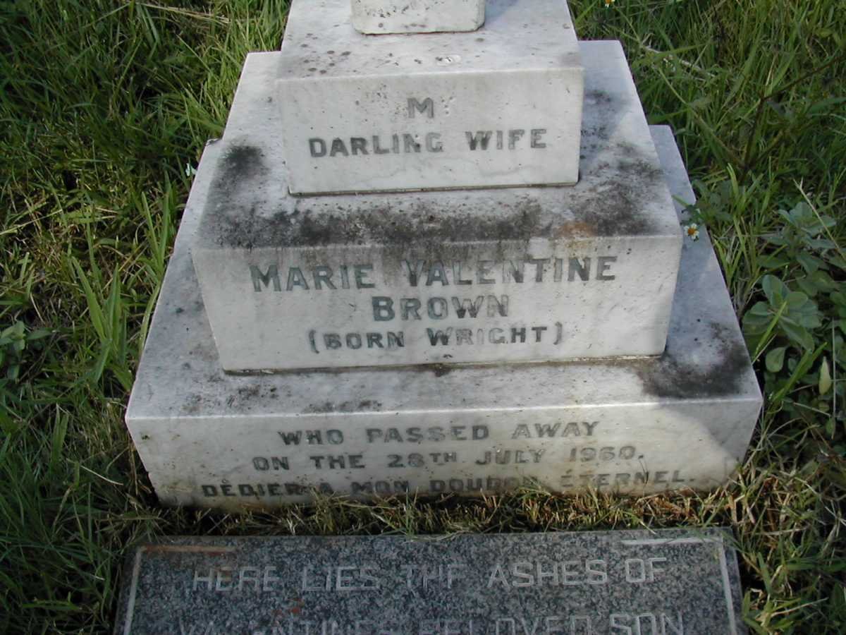BROWN Marie Valentine nee WRIGHT -1960