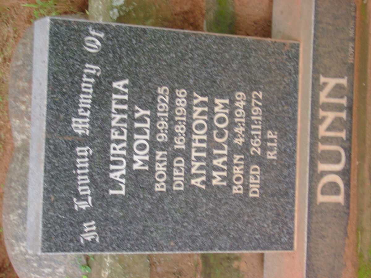DUNN Anthony Malcom 1949-1972 :: DUNN Laurentia Molly 1925-1986