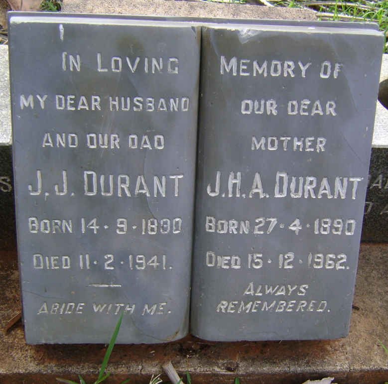 DURANT J.J. 1890-1941 &amp; J.H.A. 1890-1962