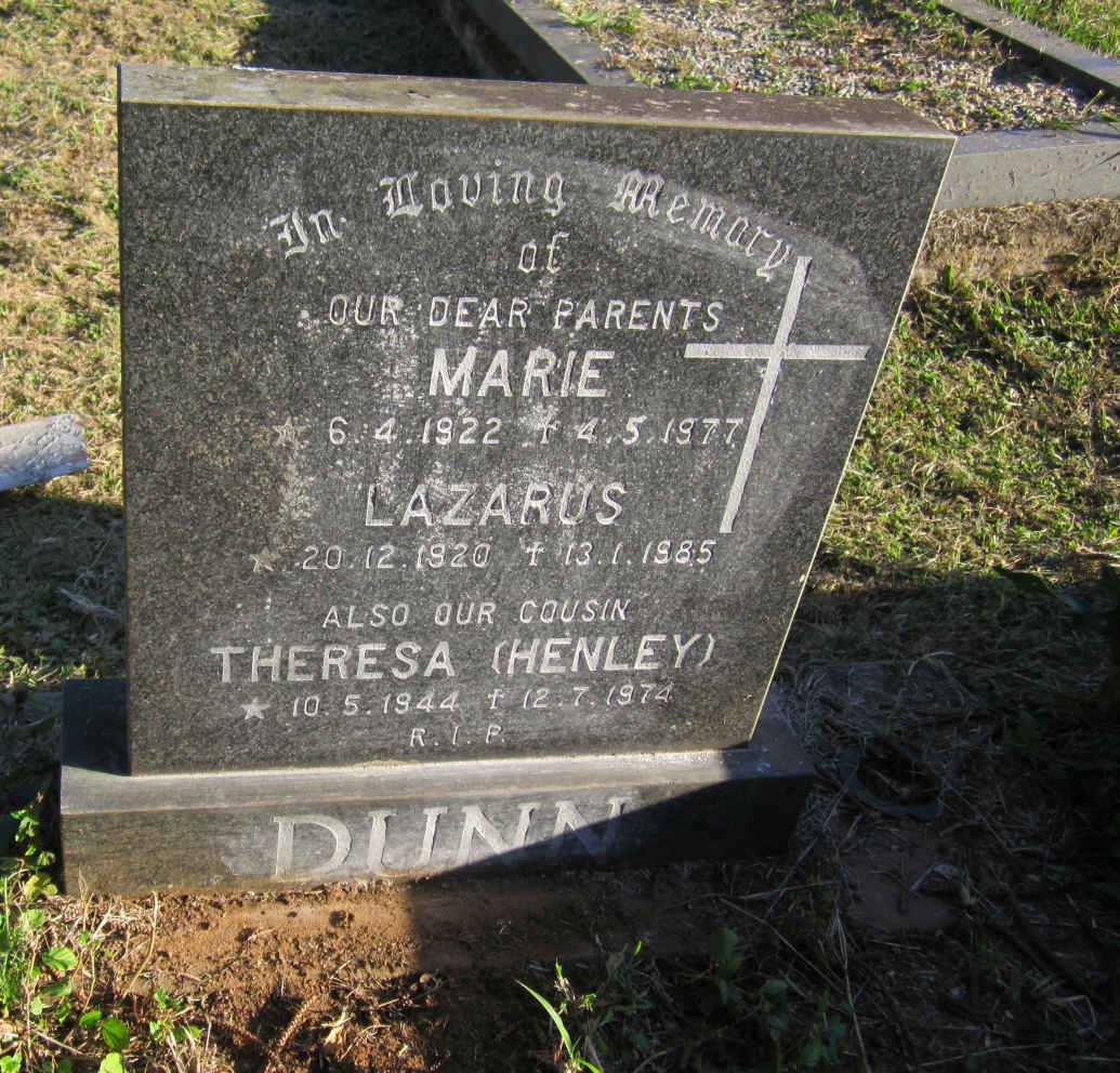 DUNN Lazarus 1920-1985 &amp; Marie 1922-1977 :: HENLEY Theresa 1944-1974