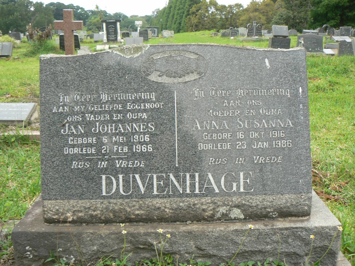 DUVENHAGE Jan Johannes 1906-1966 &amp; Anna Susanna 1916-1986