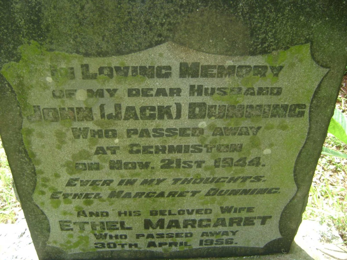 DUNNING John -1944 &amp; Ethel Margaret -1956