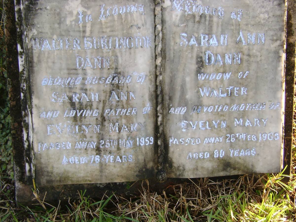 DANN Walter Burlington -1959 &amp; Sarah Ann -1963