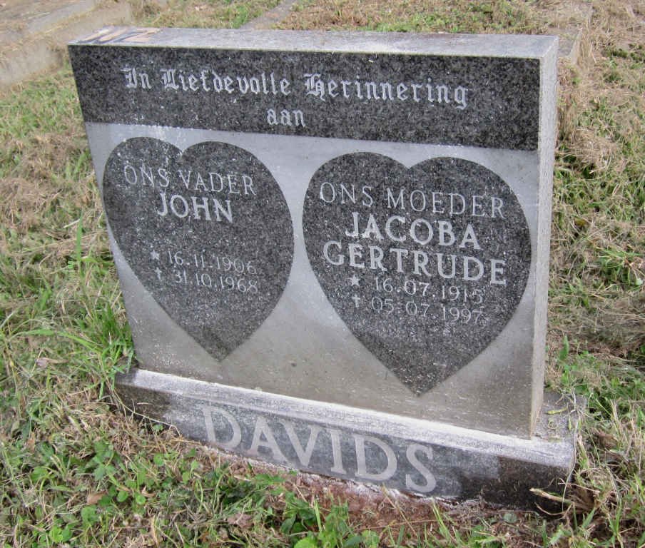 DAVIDS John 1906-1968 &amp; Jacoba Gertrude 1915-1997