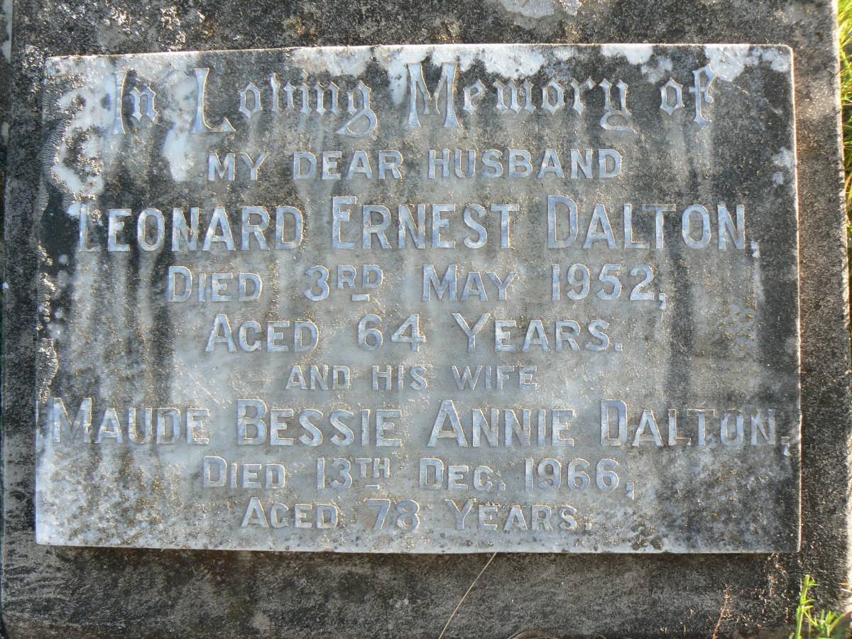 DALTON Leonard Ernest -1952 &amp; Maude Bessie Annie -1966