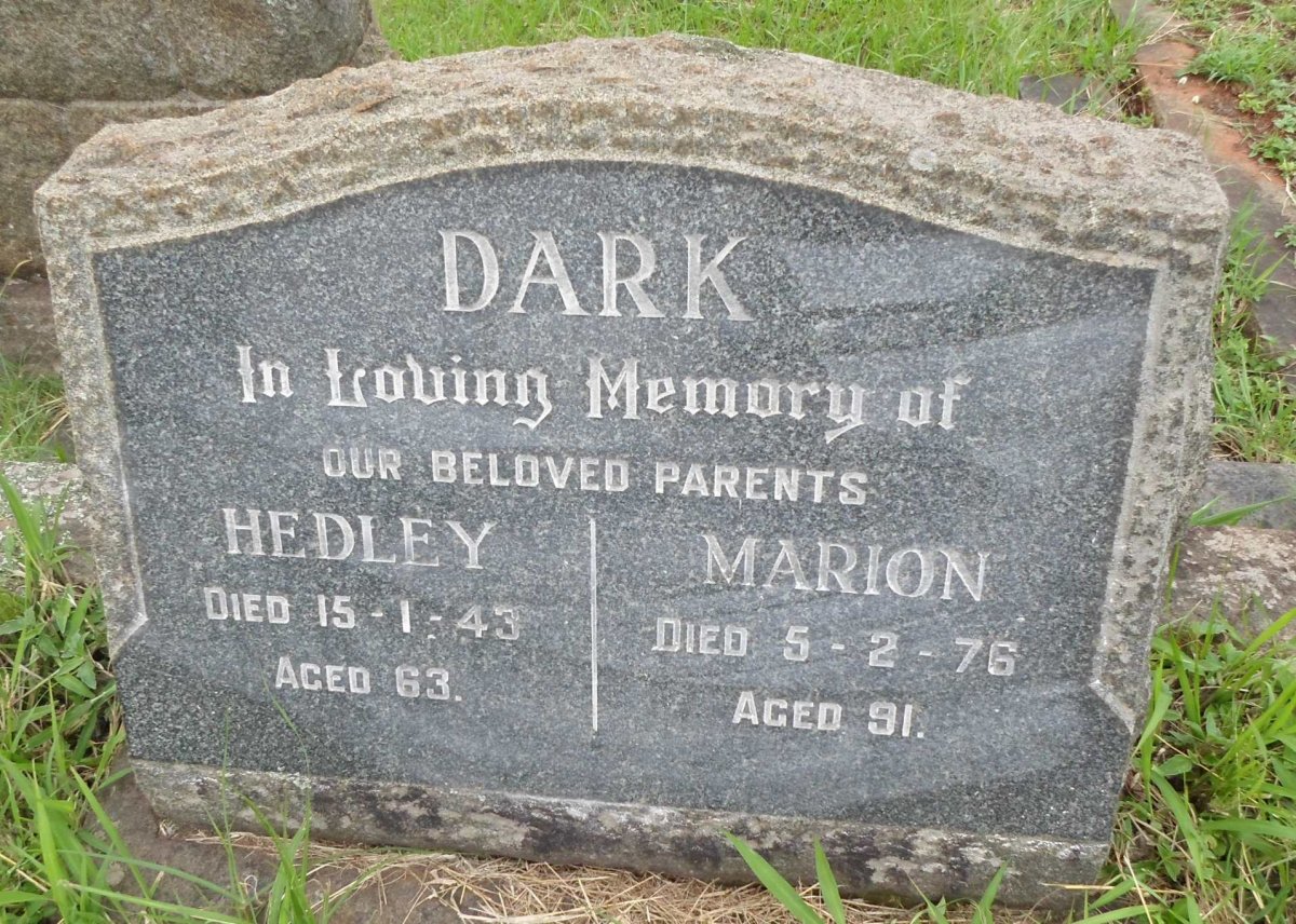 DARK Hedley -1943 &amp; Marion -1976 :: MACKENZIE Ian Glass 1904-1999 &amp; Helena Elizabeth 1911-2000