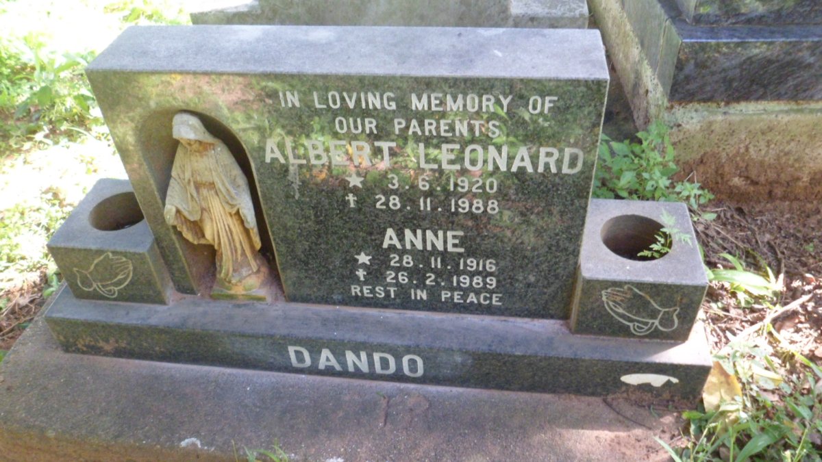 DANDO Albert Leonard 1920-1988 &amp; Anne 1916-1989