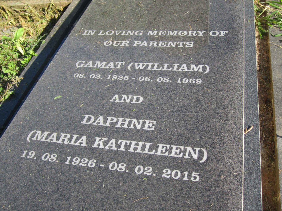 DANIELS William 1925-1969 &amp; Maria Kathleen 1926-2015