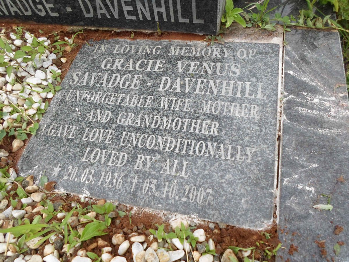 DAVENHILL Gracie Venus, SAVADGE 1936-2007 :: SAVADGE-DAVENHILL Ursula Maxine 1953-1954