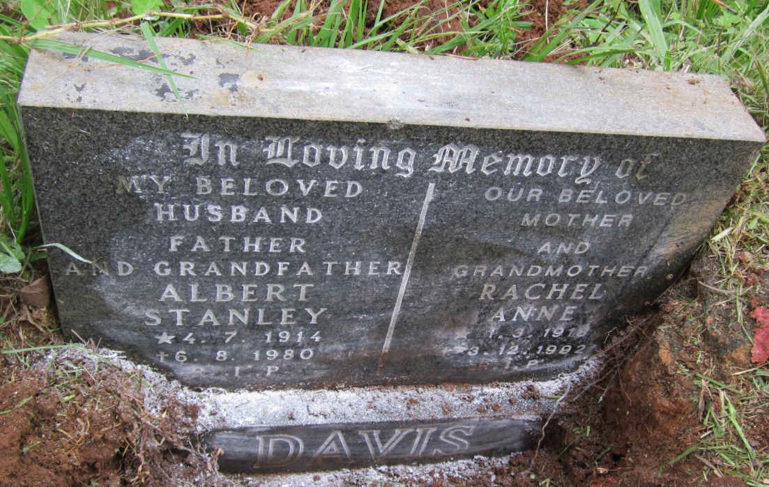 DAVIS Albert Stanley 1914-1980 &amp; Rachel Anne 1918-1992