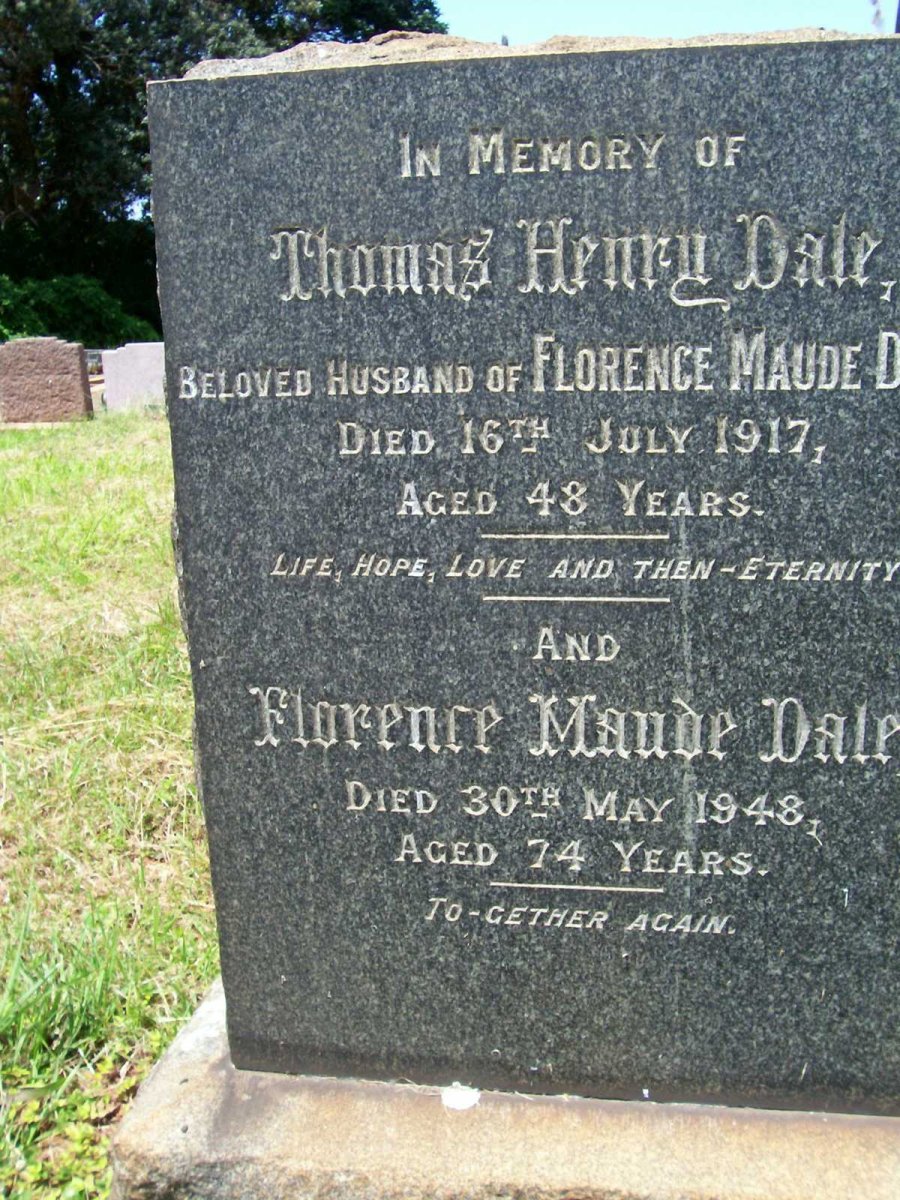 DALE Thomas Henry -1917 &amp; Florence Maude-1948