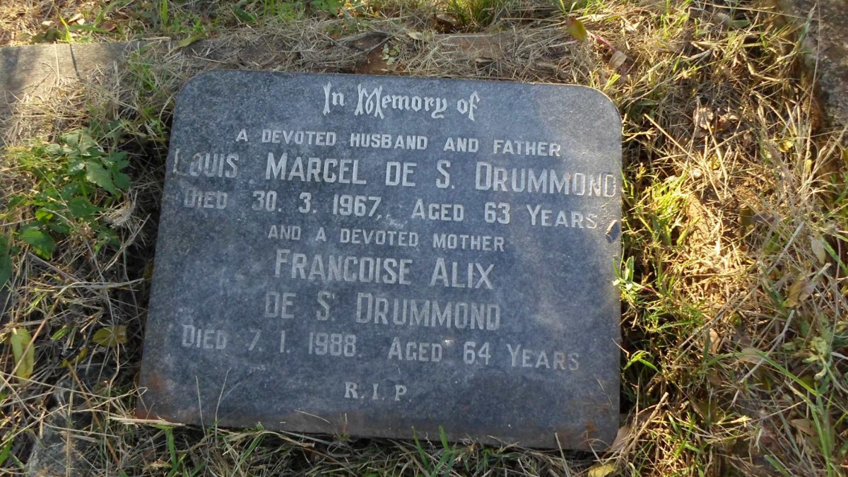 DRUMMOND Louis Marcel, De S. -1967 &amp; Francoise Alix -1988