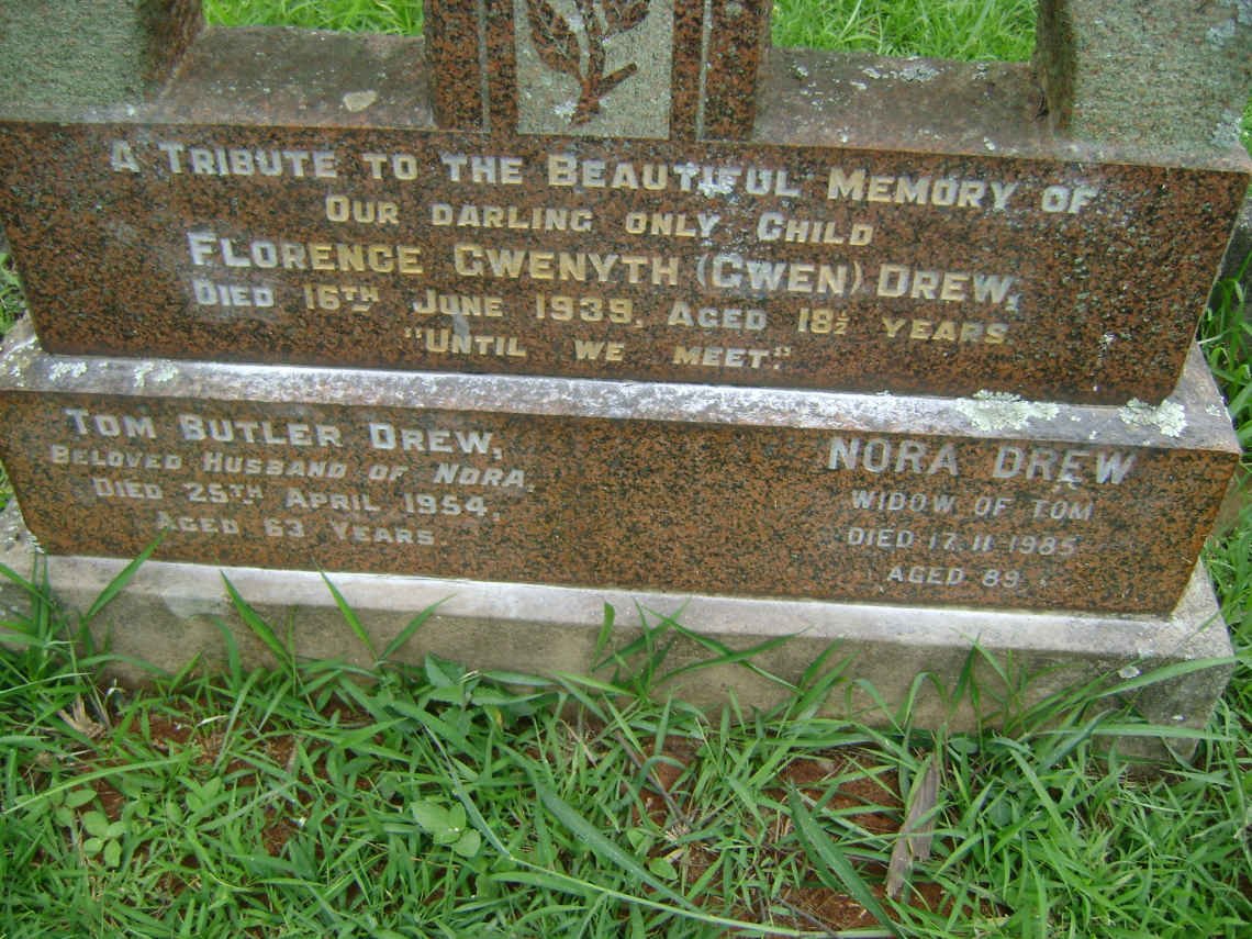DREW Tom Butler -1954 &amp; Nora -1985 :: DREW Florence Gwenyth -1939