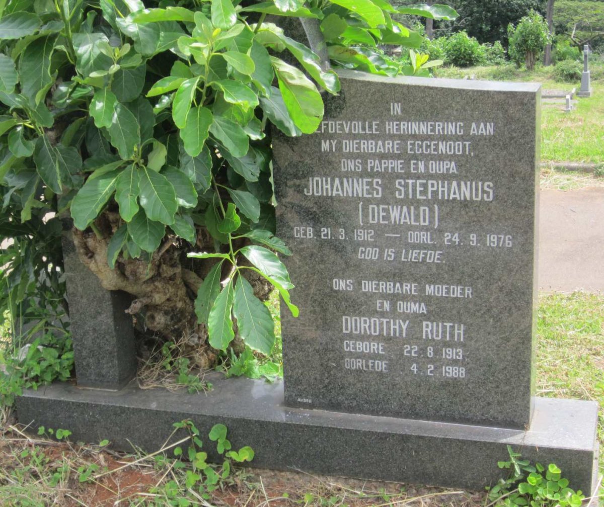 DEWALD Johannes Stephanus 1912-1976 &amp; Dorothy Ruth 1913-1988