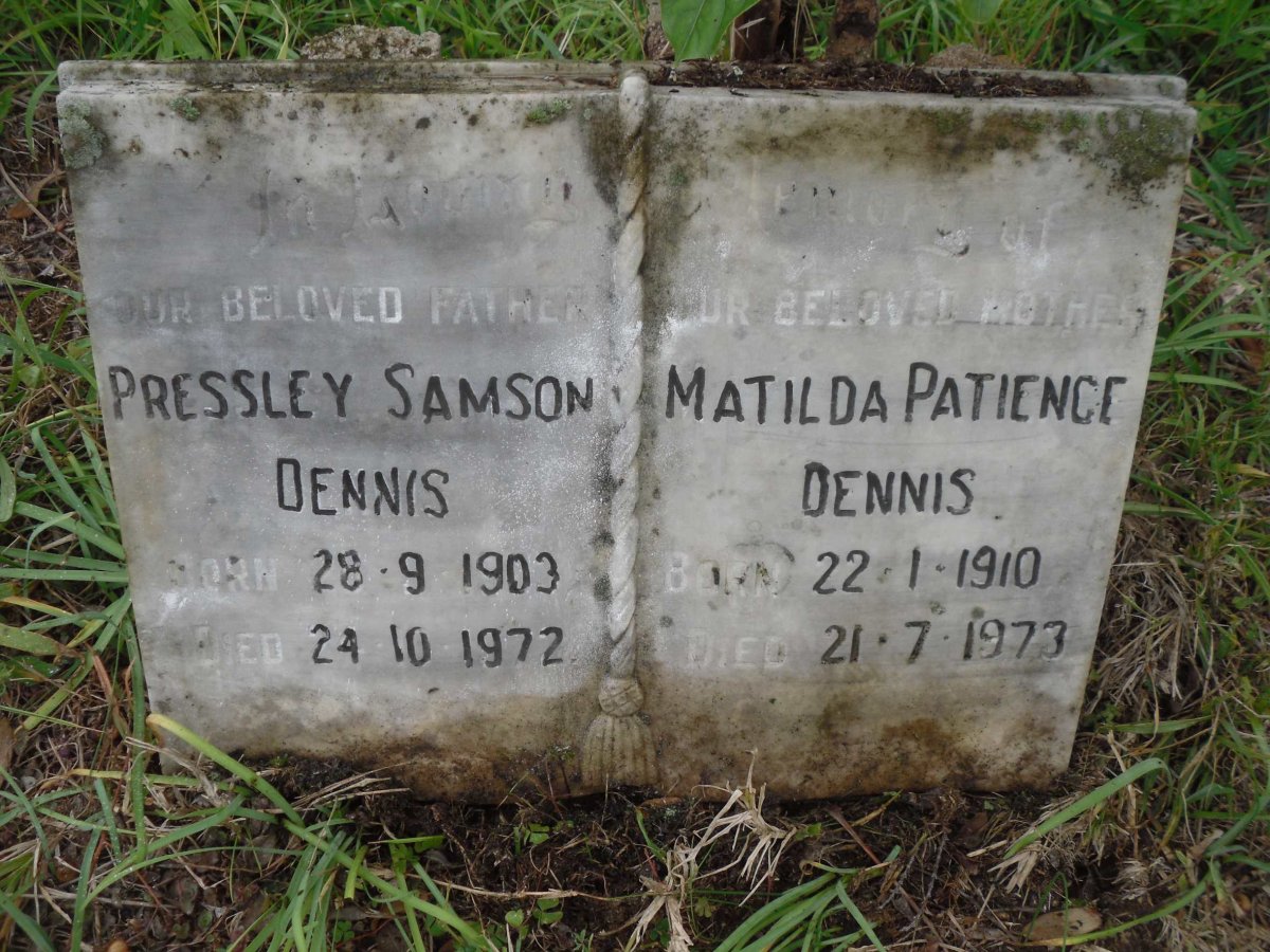DENNIS Pressley Samson 1903-1972 &amp; Matilda Patience 1910-1973