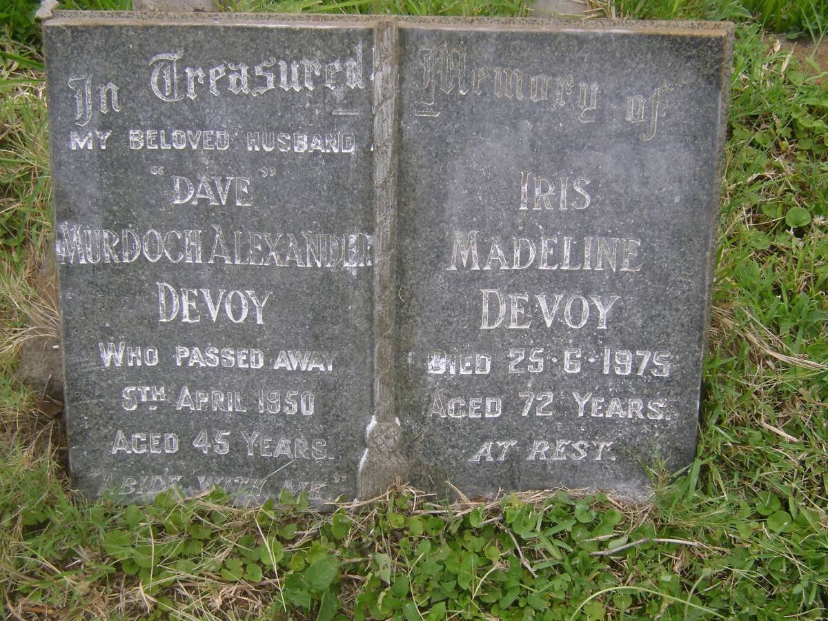 DEVOY Murdoch Alexander -1950 &amp; Iris Madeline -1975
