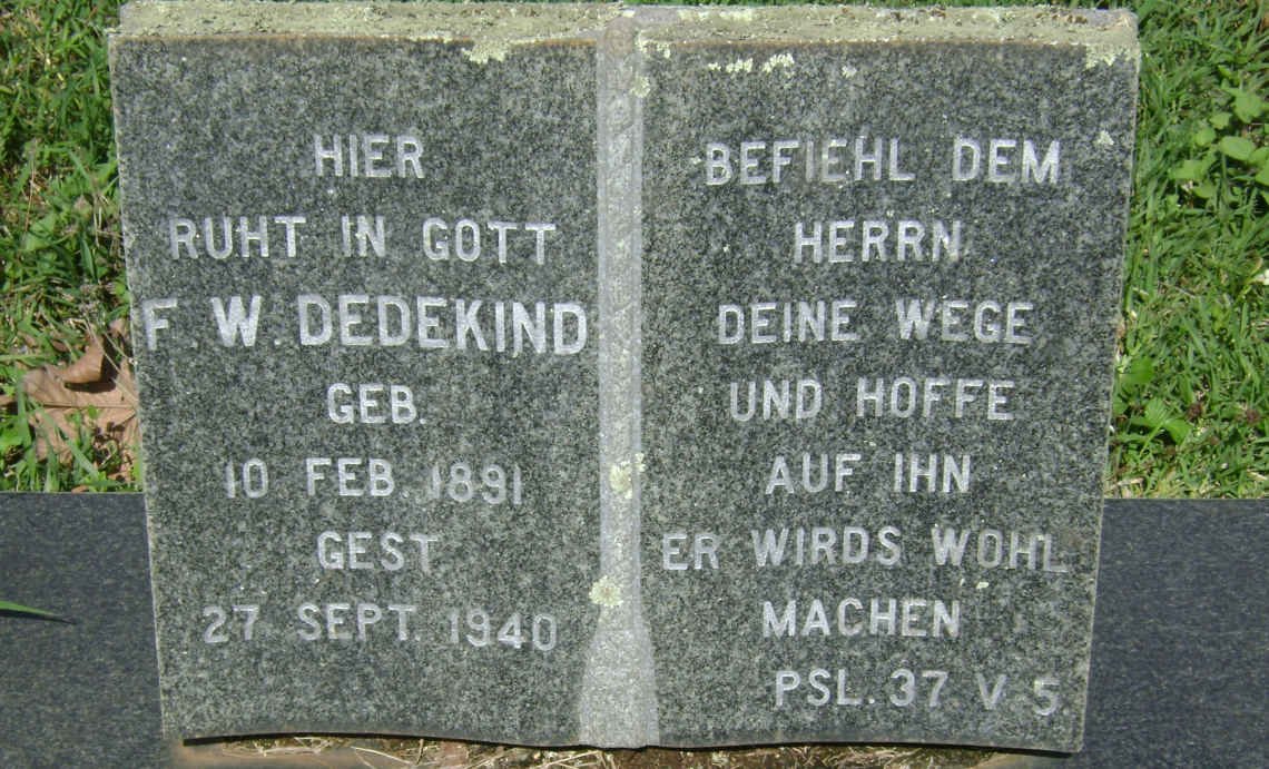 DEDEKIND F.W. 1891-1940