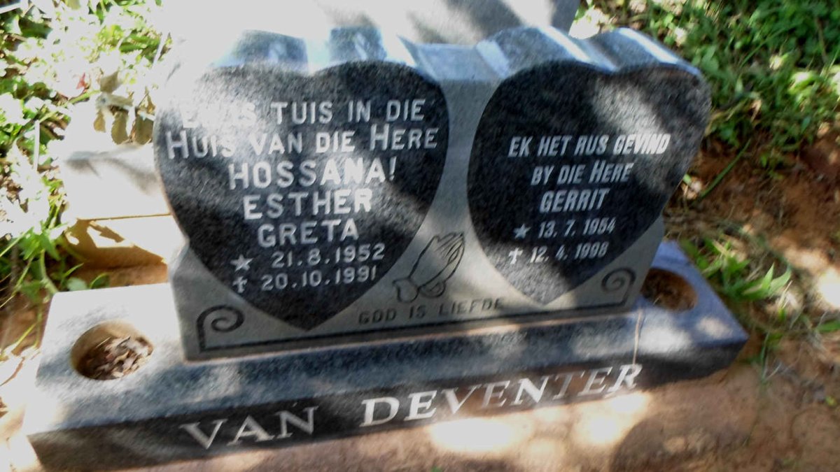 DEVENTER Gerrit, van 1954-1998 &amp; Esther Greta 1952-1991