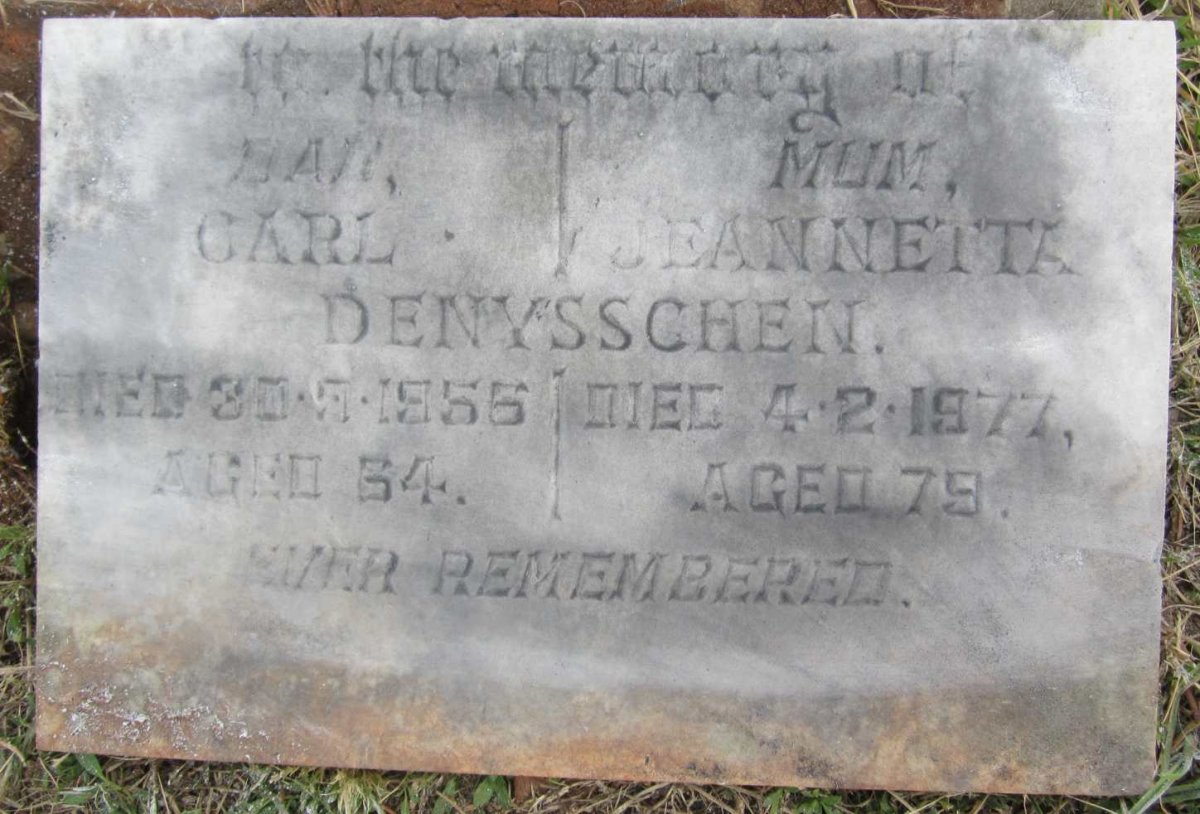 DENYSSCHEN Carl -1956 &amp; Jeannetta -1977