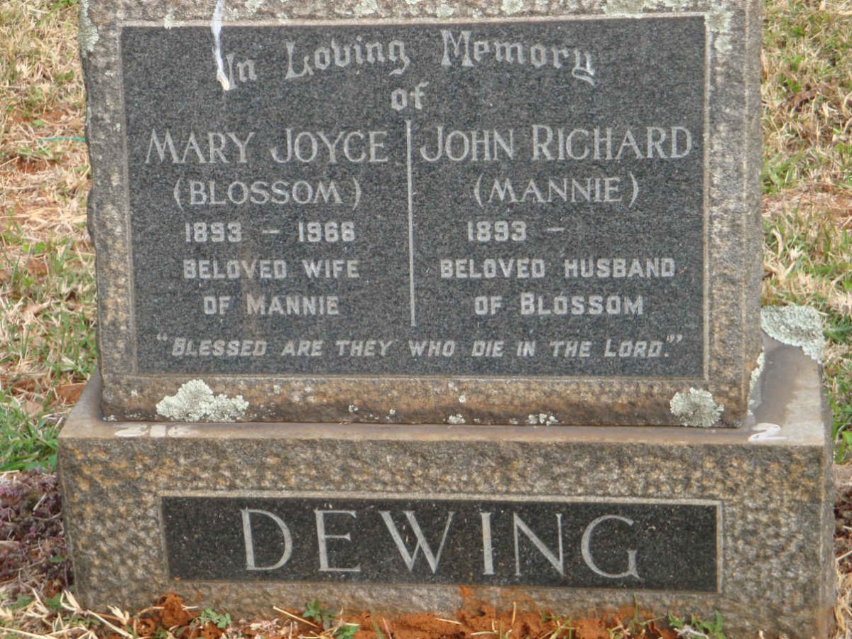 DEWING John Richard 1893- &amp; Mary Joyce 1893-1966