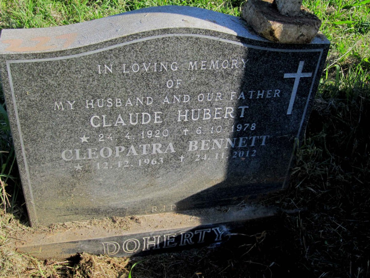 DOHERTY Claude Hubert 1920-1978 &amp; Cleopatra Bennett 1963-2012