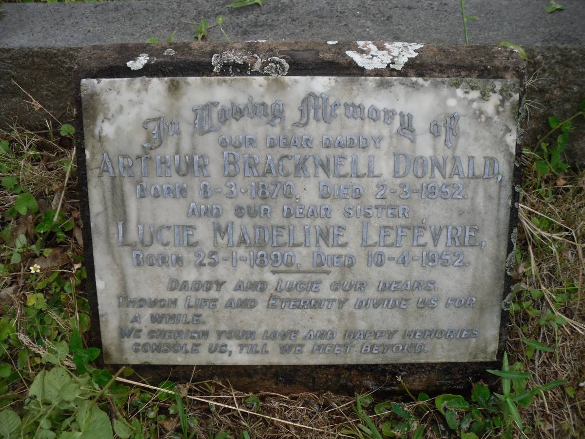 DONALD Arthur Bracknell 1870-1952 :: LEFĖVRE Lucie Madeline 1890-1952