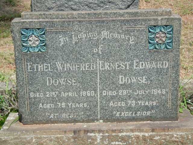 DOWSE Ernest Edward -1948 &amp; Ethel Winifred -1960