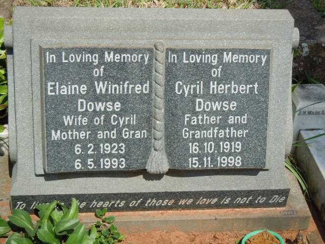 DOWSE Cyril Herbert 1919-1998 &amp; Elaine Winifred 1923-1993