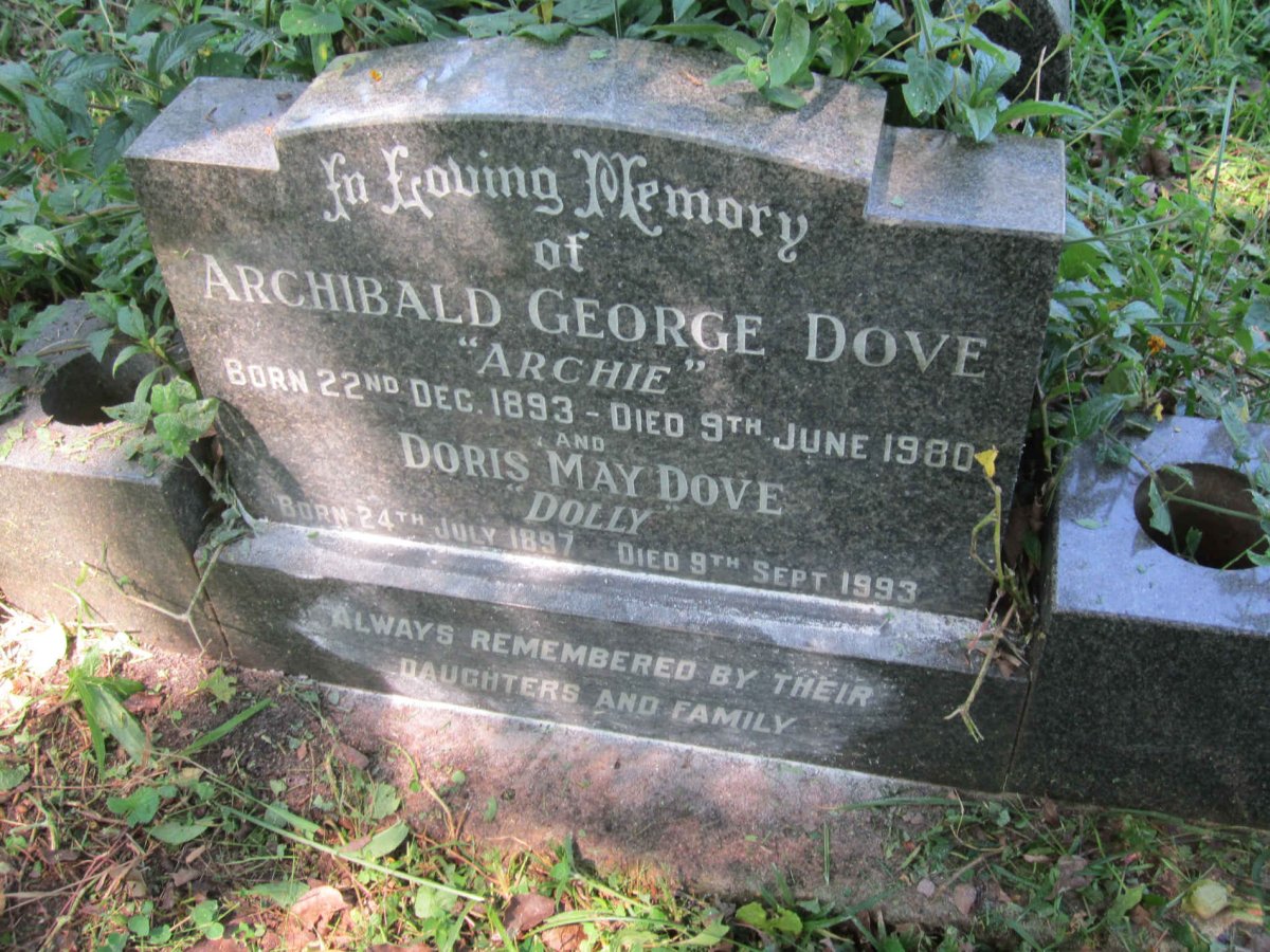 DOVE Archibald George 1893-1980 &amp; Doris May 1897-1993