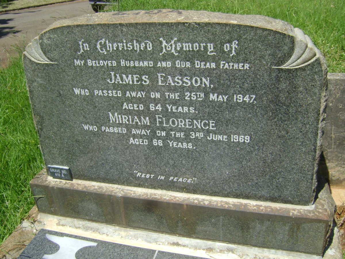 EASSON James -1947 &amp; Miriam Florence -1969