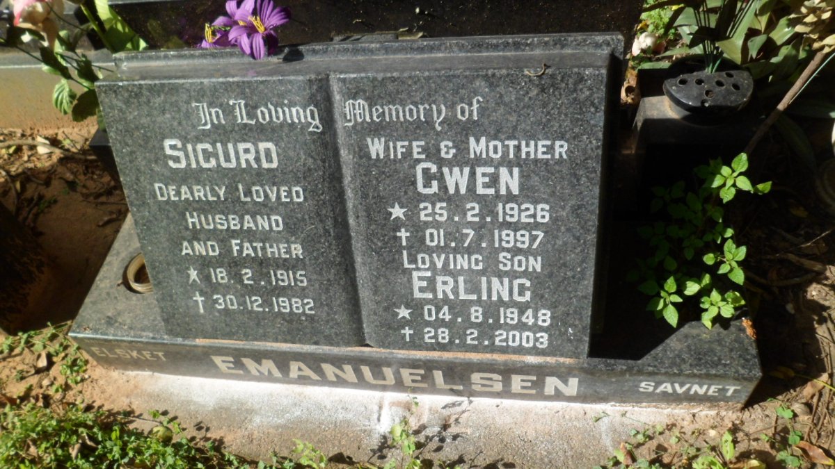 EMANUELSEN Sigurd 1915-1982 &amp; Gwen 1926-1997 :: EMANUELSEN Erling 1948-2003