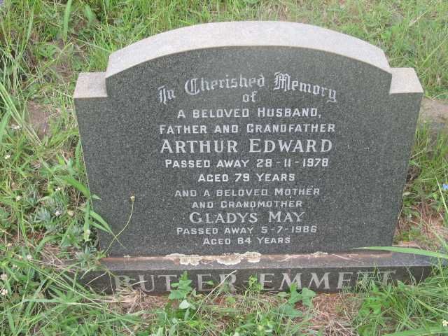 EMMETT Arthur Edward, Butler -1978 &amp; Gladys May -1986