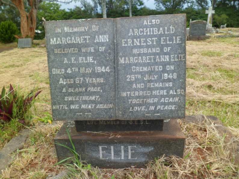 ELIE Archibald Ernest -1949 &amp; Margaret Ann -1944